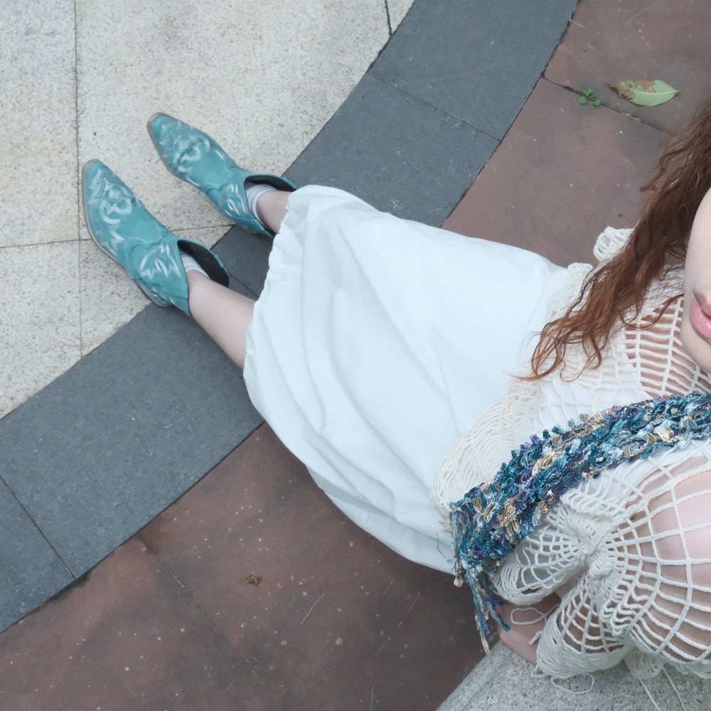 Turquoise colored Cowboy ankle boots